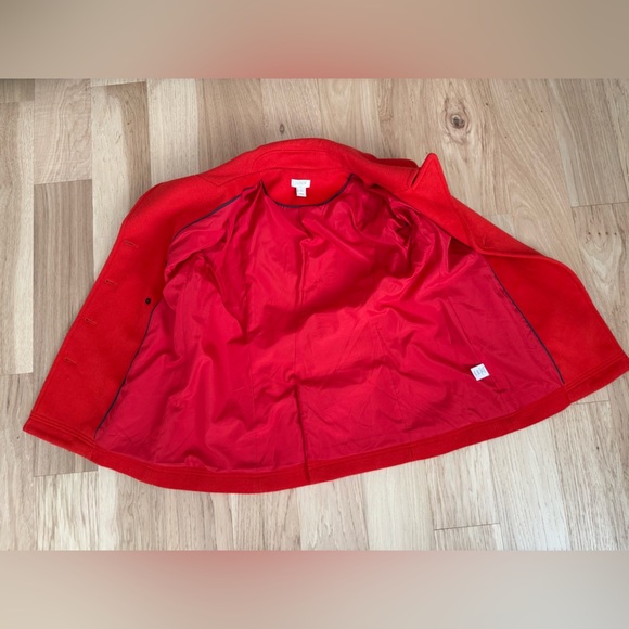 J. Crew Bold Holiday Red Wool Blend Double Breasted Coat Size 8 Petite - Picture 9 of 10